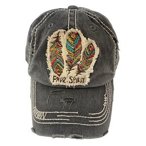 Vtg Women Free Spirit Hat One Size Gray Feathers Casual Travel